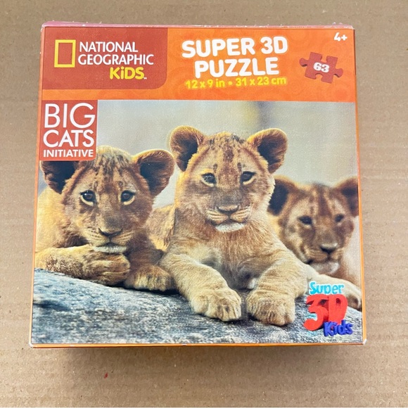 National Geographic Puzzle Kids Amazing Animals Lion Cubs 63 Piece 3D Jigsaw - Picture 2 of 14
